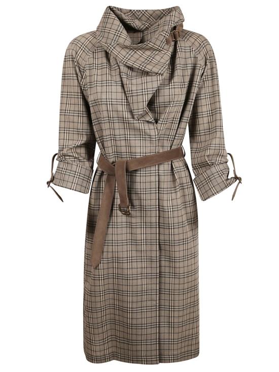 26SS 버버리 스카프 칼라 체크 울 드레스 8118175 C4507 Grey