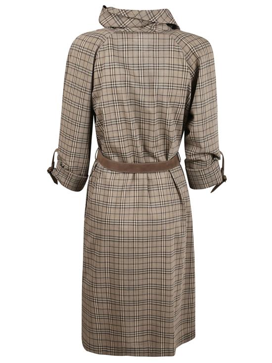 26SS 버버리 스카프 칼라 체크 울 드레스 8118175 C4507 Grey - BURBERRY