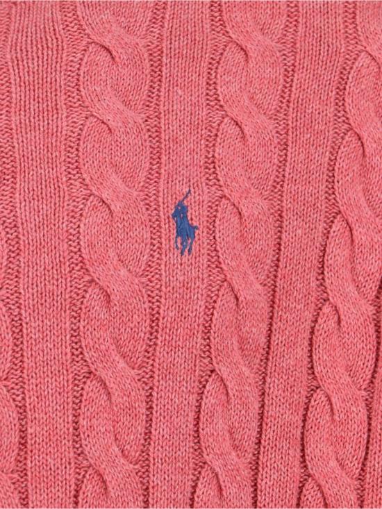 26SS 폴로 랄프로렌 로고 자수 케이블 니트 스웨터 710 775885530 Pink - POLO RALPH LAUREN