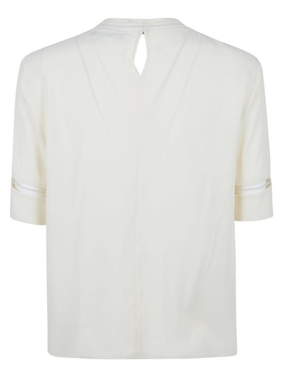 26SS 파비아나 필리피 크레이프 드 신 블라우스 탑 TPD266F289L7750145 White - FABIANA FILIPPI