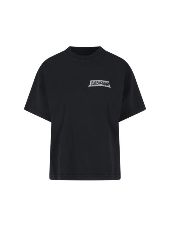 26SS 발렌시아가 마스킹 테이프 티셔츠 850990 TTVL61041 Black