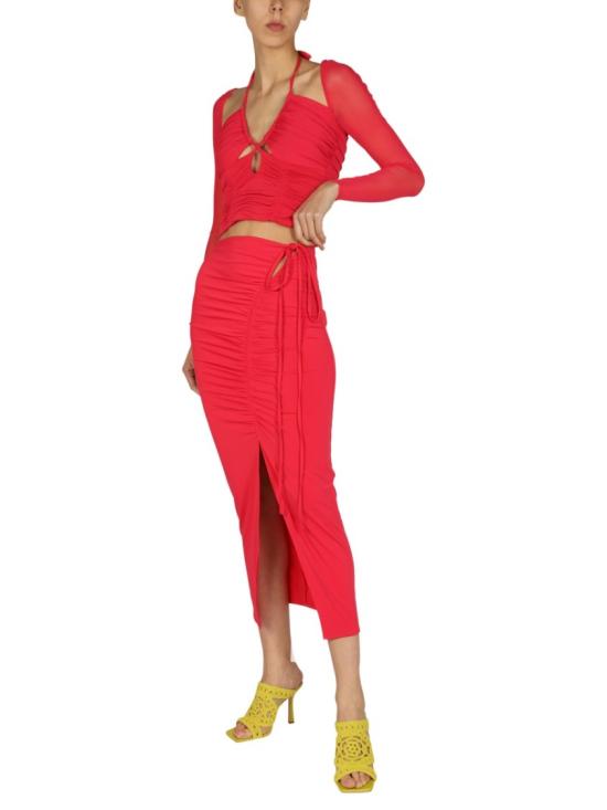  셀프 포트레이트 미디 스커트 SS22 19S FUCHSIA Red - SELF PORTRAIT