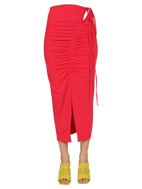  셀프 포트레이트 미디 스커트 SS22 19S FUCHSIA Red