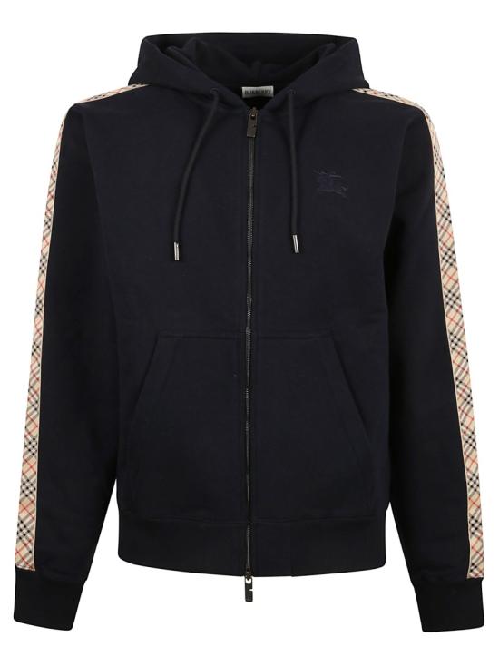 26SS 버버리 체크 트리밍 코튼 지퍼 후디 8118990 A1222 Black