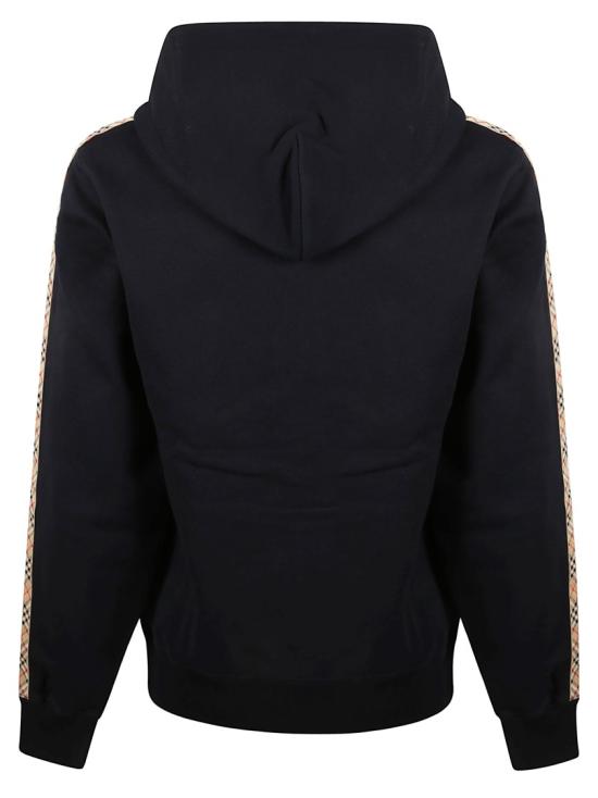 26SS 버버리 체크 트리밍 코튼 지퍼 후디 8118990 A1222 Black - BURBERRY