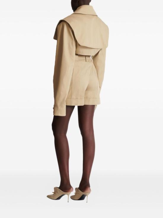 26SS 발망 벨트 코튼 개버딘 쇼츠 GF1PA375CG43 0AN Neutrals - BALMAIN
