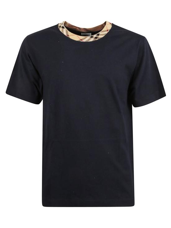 26SS 버버리 체크 트림 코튼 티셔츠 8118959 A1222 Black