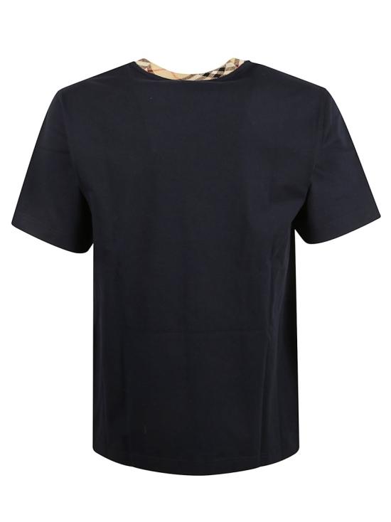 26SS 버버리 체크 트림 코튼 티셔츠 8118959 A1222 Black - BURBERRY