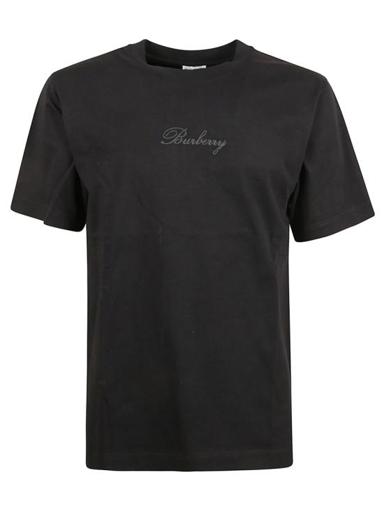 26SS 버버리 체크 커시브 로고 코튼 티셔츠 8119183 A1189 Black