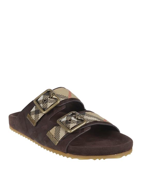 26SS 버버리 더블 버클 체크 샌들 8118613 C1170 Black - BURBERRY