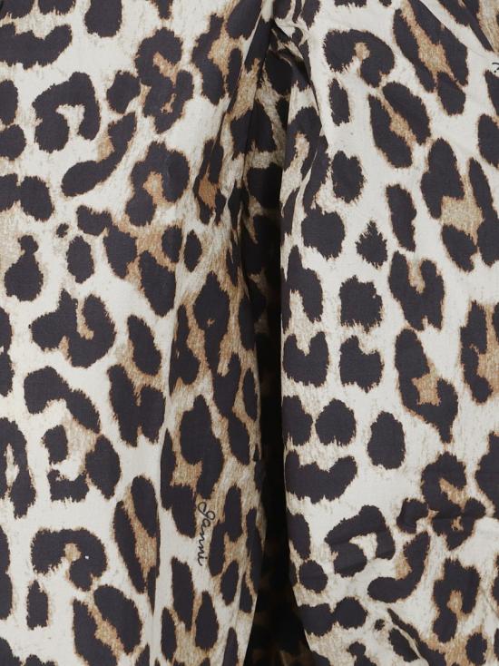 26SS 가니 레오파드 코튼 포플린 페플럼 타이 블라우스 F9116 943 Grey - GANNI