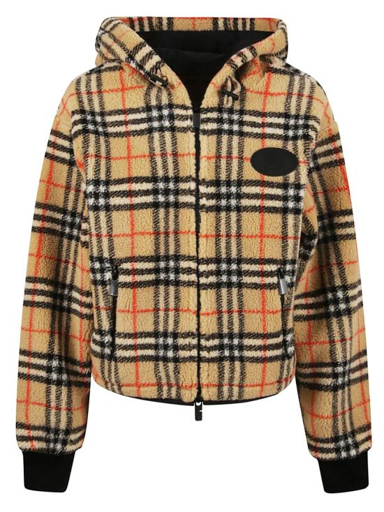 26SS 버버리 크롭 체크 플리스 후드 자켓 8118929 B9368 Brown