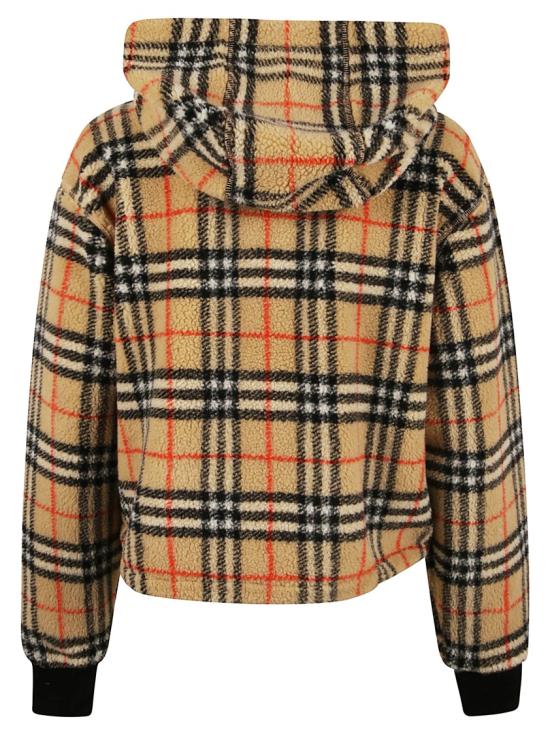 26SS 버버리 크롭 체크 플리스 후드 자켓 8118929 B9368 Brown - BURBERRY