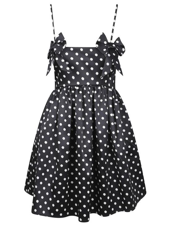 26SS 가니 폴카 도트 새틴 미니 드레스 A1030193099 Black