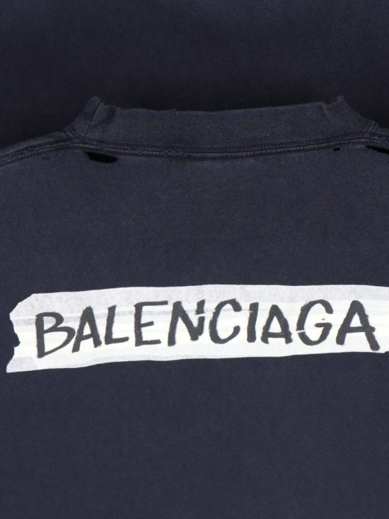 26SS 발렌시아가 마스킹 테이프 라지 핏 롱 슬리브 티셔츠 850404 TTVL61041 Black - BALENCIAGA