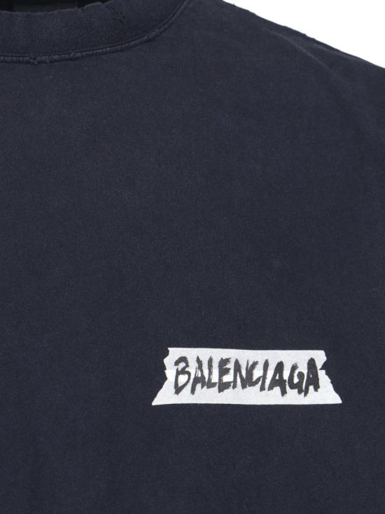 26SS 발렌시아가 마스킹 테이프 라지 핏 롱 슬리브 티셔츠 850404 TTVL61041 Black - BALENCIAGA