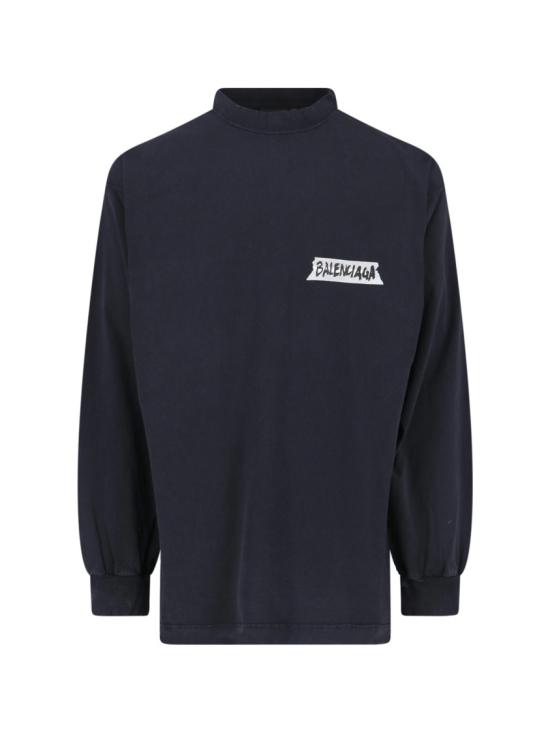 26SS 발렌시아가 마스킹 테이프 라지 핏 롱 슬리브 티셔츠 850404 TTVL61041 Black