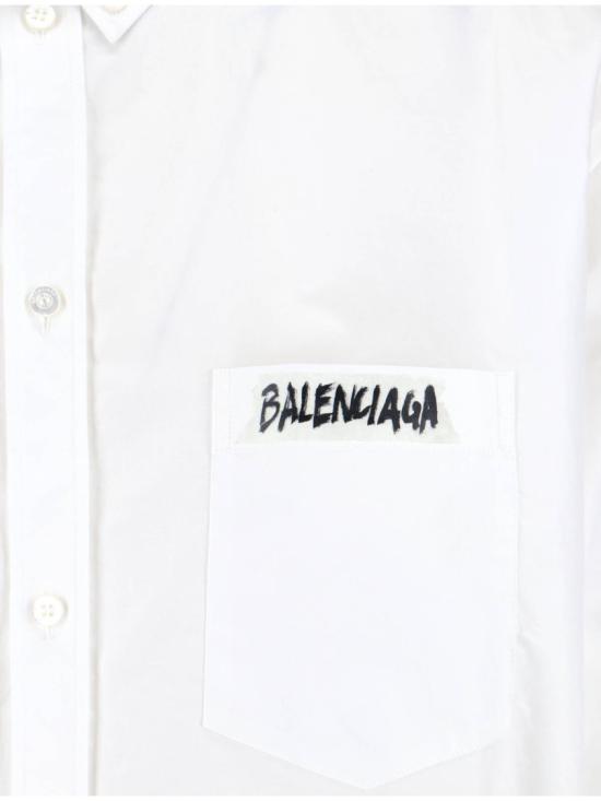 26SS 발렌시아가 마스킹 테이프 라지 핏 롱 슬리브 셔츠 857810 TRM289000 White - BALENCIAGA