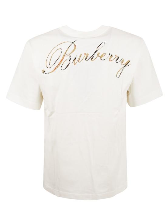 26SS 버버리 체크 커시브 로고 코튼 티셔츠 8119080 B7078 White - BURBERRY