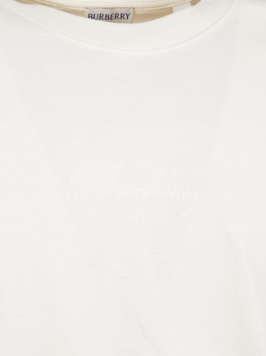 26SS 버버리 체크 커시브 로고 코튼 티셔츠 8119080 B7078 White - BURBERRY