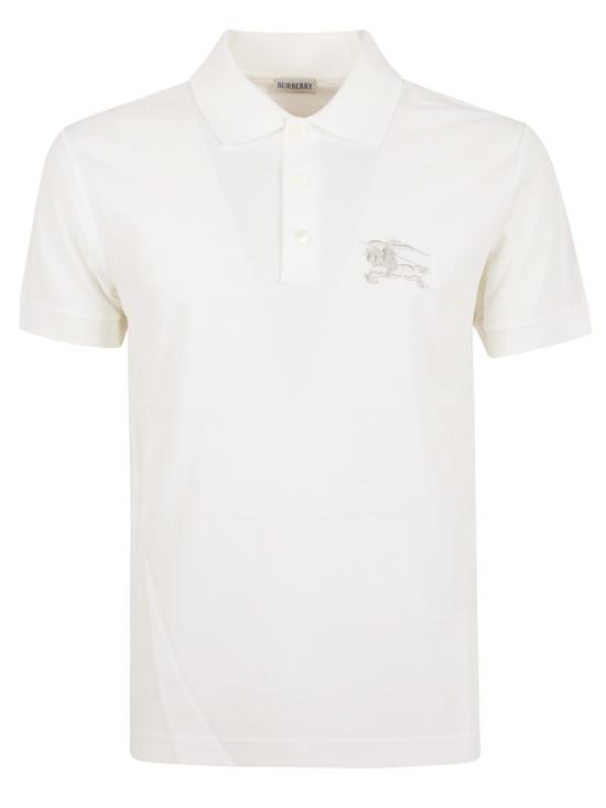 26SS 버버리 메탈릭 EKD 코튼 폴로 셔츠 8119009 B7078 White