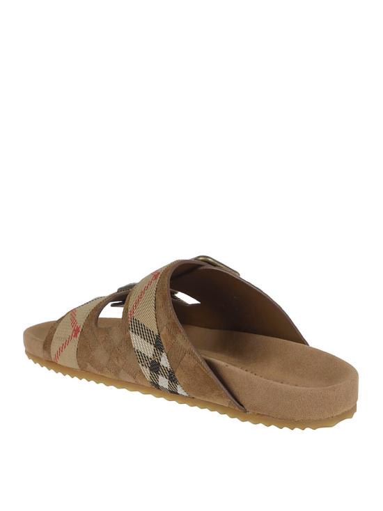 26SS 버버리 체크 스웨이드 어친 샌들 8121958 C1824 Brown - BURBERRY