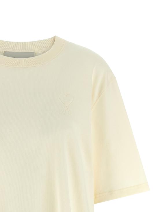 26SS 아미 화이트 코튼 드 하트 엠보스 티셔츠 UTS357726136 Beige - AMI