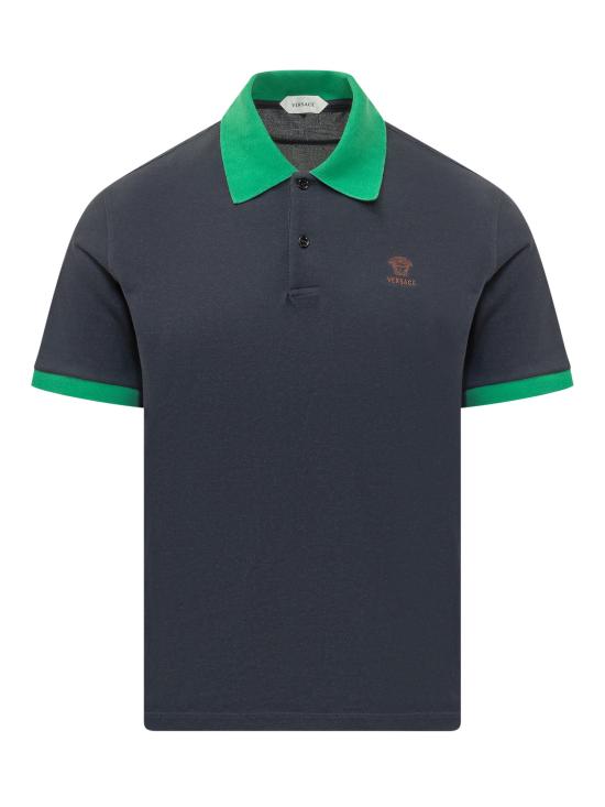 26SS 베르사체 폴로 티셔츠 10240311A17681 2U3I0 DARK NAVY BRIGHT EMERALD