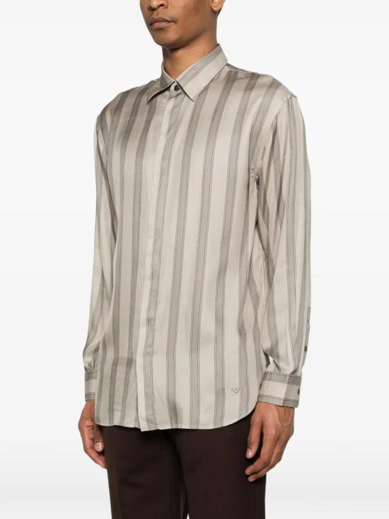 26SS 엠포리오 아르마니 긴팔 셔츠 EM005762 AF13285 F6216 BEIGE STRIPES LINEN - EMPORIO ARMANI