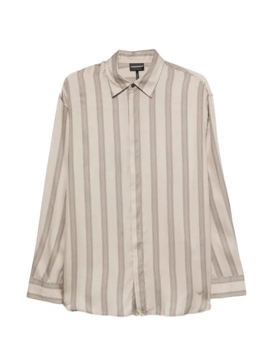26SS 엠포리오 아르마니 긴팔 셔츠 EM005762 AF13285 F6216 BEIGE STRIPES LINEN - EMPORIO ARMANI