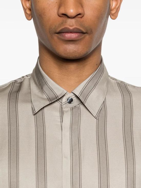 26SS 엠포리오 아르마니 긴팔 셔츠 EM005762 AF13285 F6216 BEIGE STRIPES LINEN - EMPORIO ARMANI