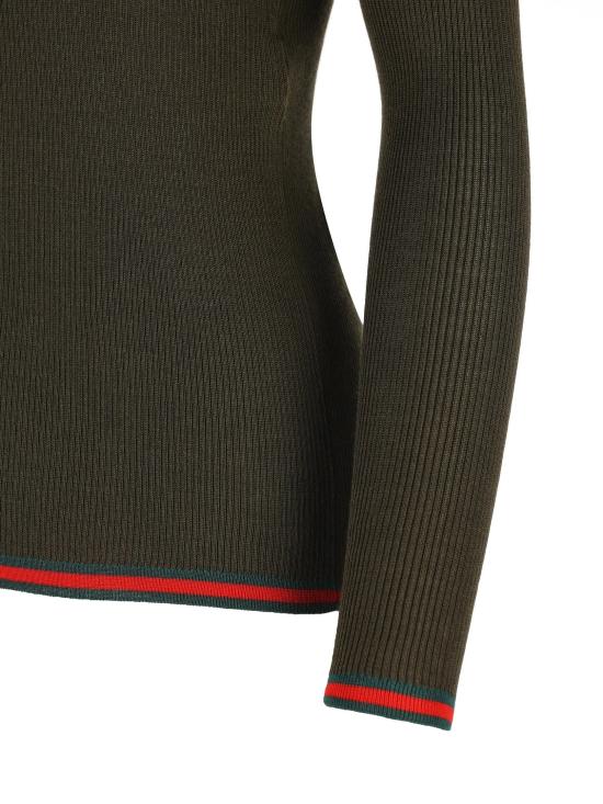 25FW 구찌 자수 캐시미어 실크 탑 810315XKD8J3450 Green - GUCCI