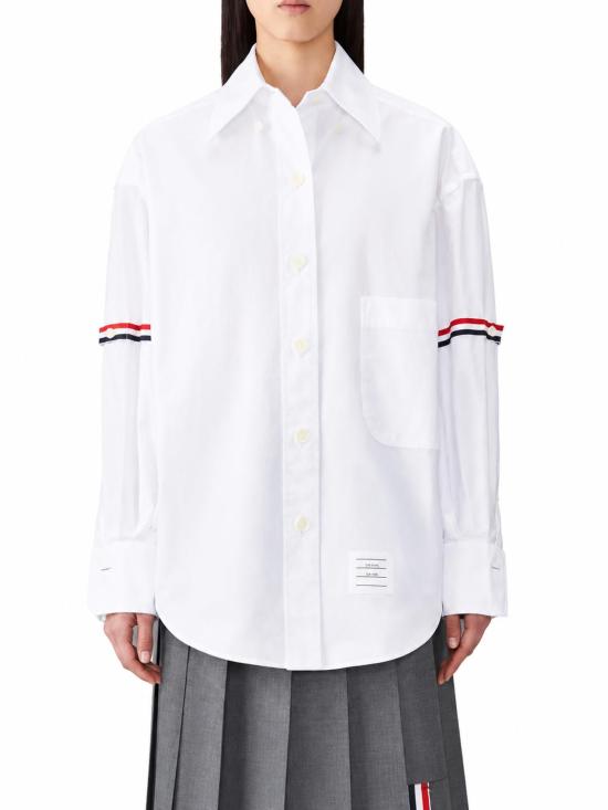 26FW 톰브라운 RWB 스트라이프 디테일 셔츠 FLL079E F0313 100 WHITE DOM - THOM BROWNE