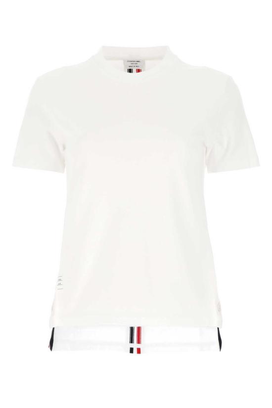 26SS 톰브라운 클래식 코튼 피케 릴렉스 핏 센터 백 스트라이프 숏슬리브 티셔츠 FJS013A 00050 100 WHITE DOM