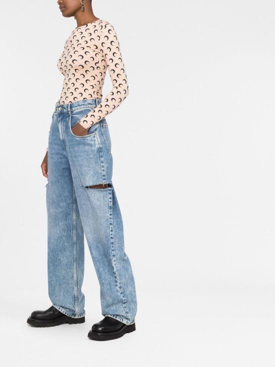 26SS 마린세르 크레센트 문 프린트 긴팔 티셔츠 WTS006A CJER0001TA10 Beige - MARINE SERRE