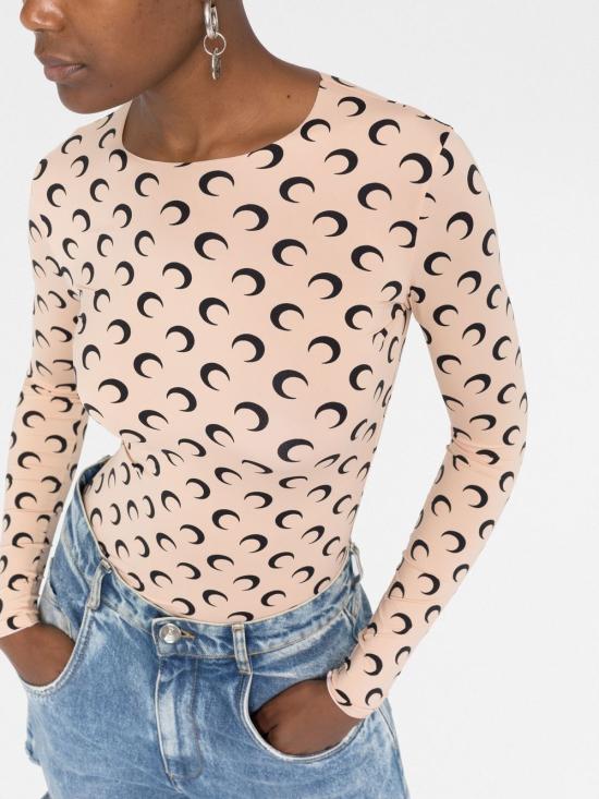 26SS 마린세르 크레센트 문 프린트 긴팔 티셔츠 WTS006A CJER0001TA10 Beige - MARINE SERRE