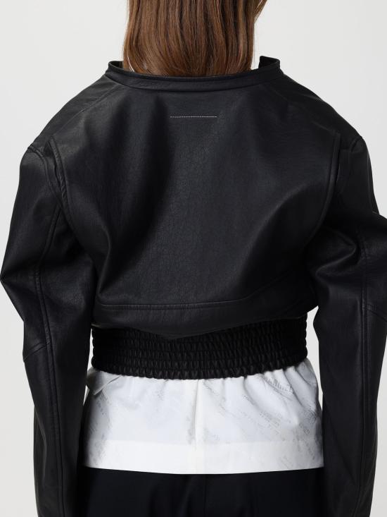 26SS MM6 메종마르지엘라 크롭드 보머 재킷 S52AM0343M35740 900 Black - MM6 MAISON MARGIELA