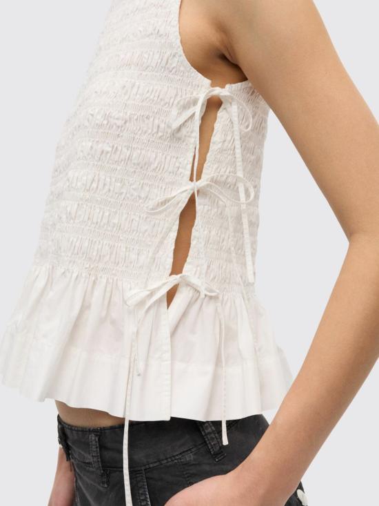 26SS 가니 코튼 스모크 타이 탑 W0886 151 White - GANNI