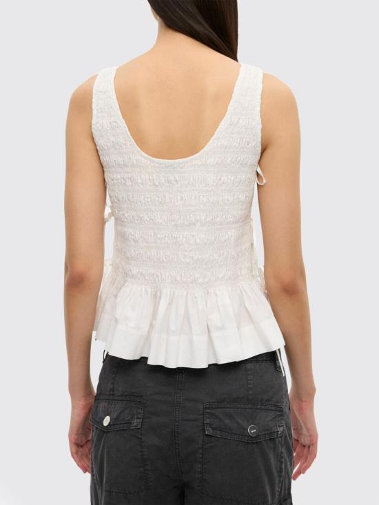 26SS 가니 코튼 스모크 타이 탑 W0886 151 White - GANNI