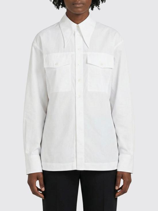 26SS 아미 코튼 샤프 칼라 피티드 셔츠 FSH807CO0063 100 White