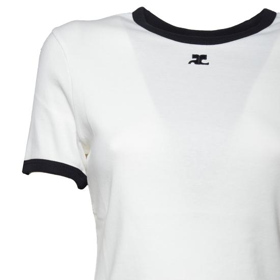 26SS 쿠레쥬 반팔 티셔츠 VESJTS017JS0070 0098 Bianco nero - COURREGES