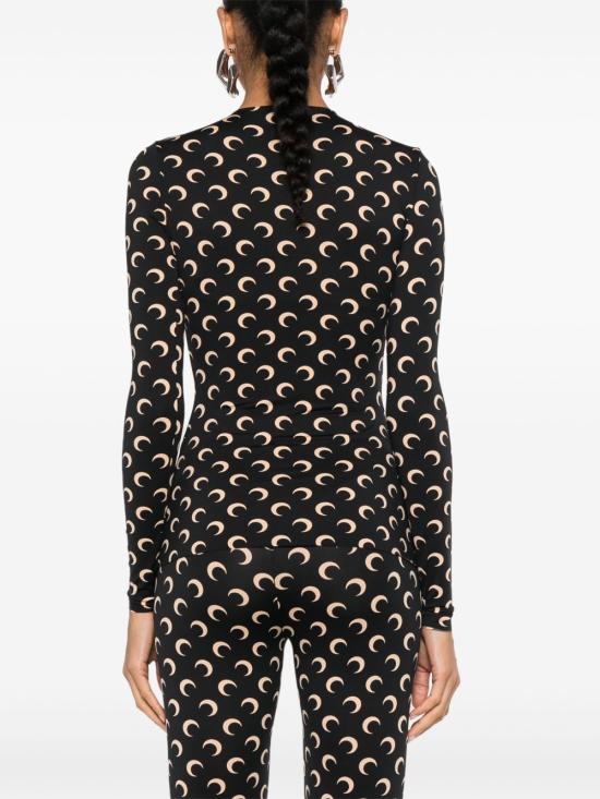 26SS 마린세르 크레센트 문 프린트 긴팔 티셔츠 WTS006A CJER0001IT99 Black - MARINE SERRE