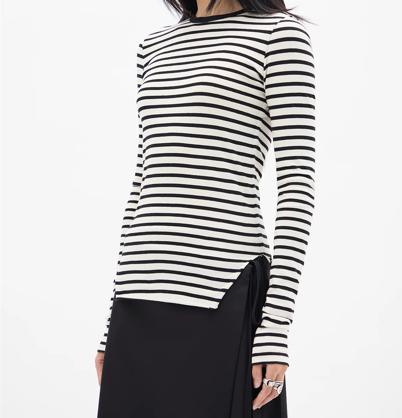 26SS 앤 드뮐미스터 긴팔 티셔츠 B0012327FA717 D0094 BLACK CHALK - ANN DEMEULEMEESTER