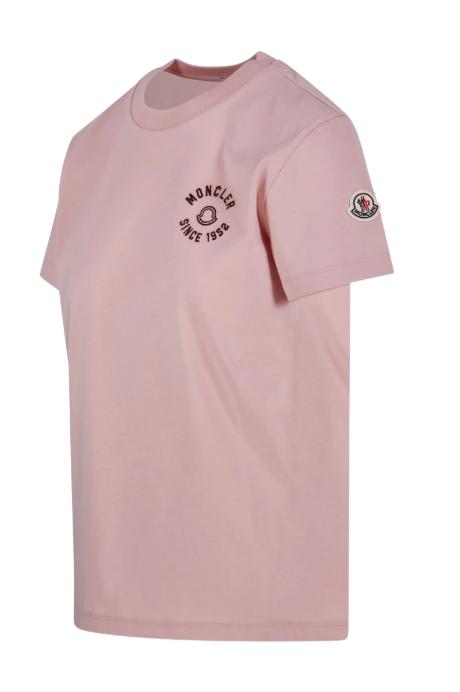 26SS 몽클레어 자수 로고 코튼 티셔츠 L10938C0003089AUO 51E PASTEL PINK - MONCLER
