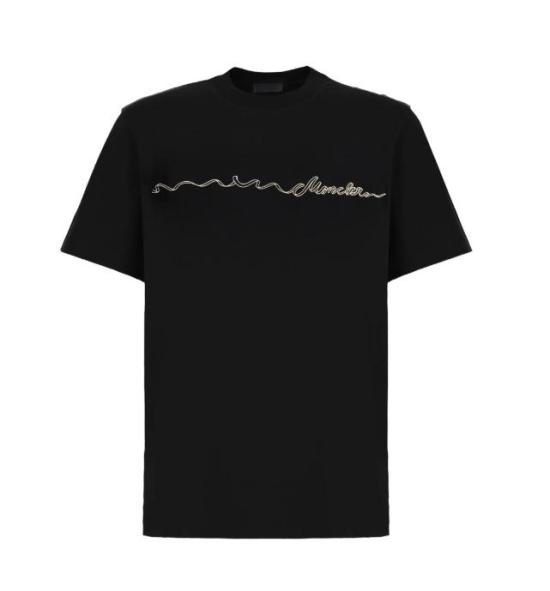 26SS 몽클레어 리본 로고 코튼 티셔츠 L10938C0001789B8Y 999 BLACK