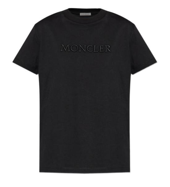 26SS 몽클레어 자수 토널 로고 코튼 티셔츠 L10938C0002189AUO 999 BLACK