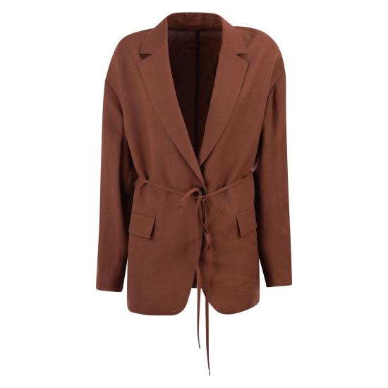 26SS 브루넬로 쿠치넬리 모닐리 비스코스 & 리넨 플루이드 트윌 블레이저 MH1267591 BROWN