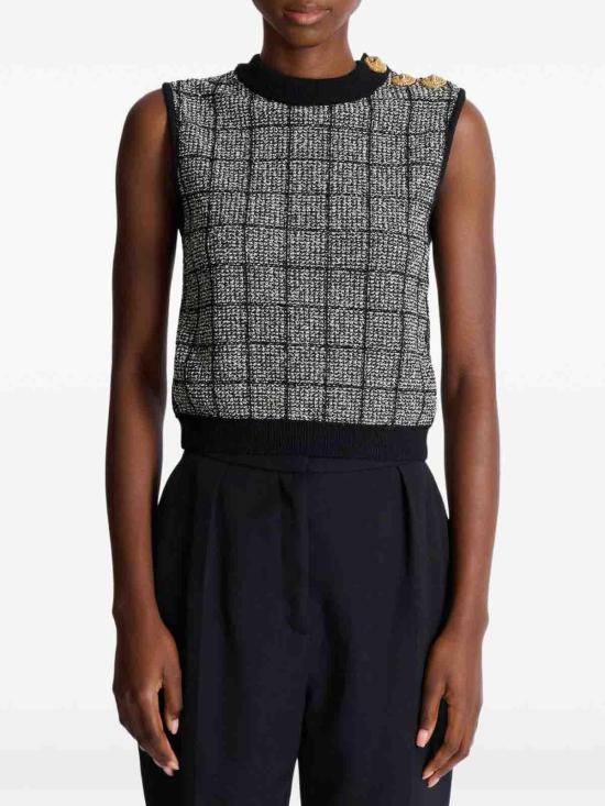 26SS 발망 민소매 티셔츠 GF1AG850KJ48EER Black - BALMAIN