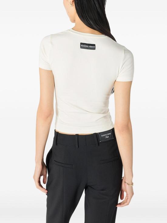 26SS 마린세르 문 로고 저지 베이비핏 티셔츠 WTT012ACJER0115WH10 White - MARINE SERRE