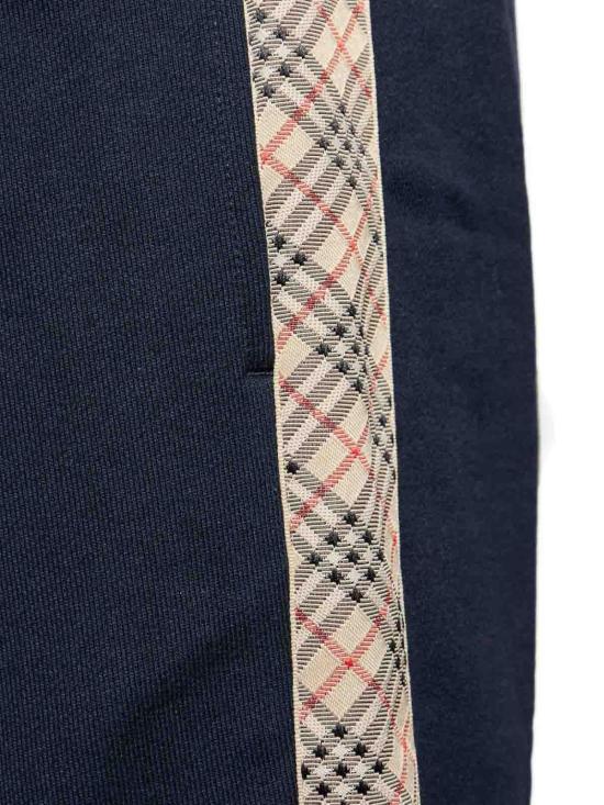 26SS 버버리 체크 트리밍 코튼 조깅 팬츠 8118995 Blue - BURBERRY